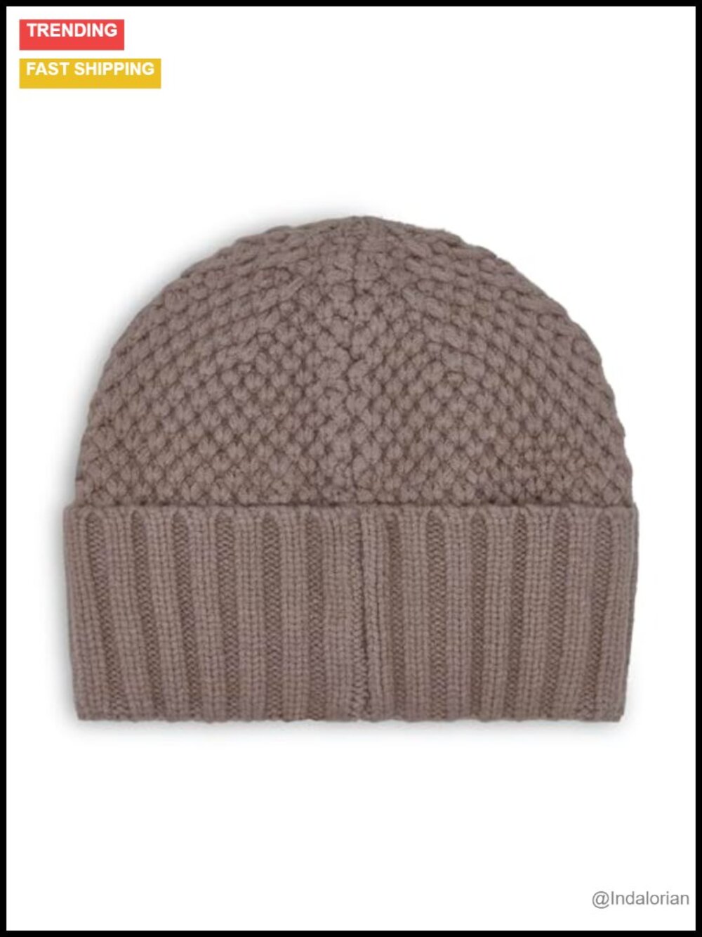 Chunky Waffle Knit Beanie with Velboa Fleece Lining